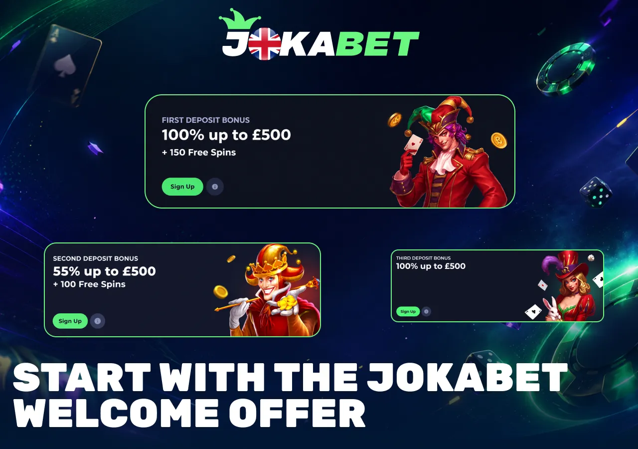 welcome offer with first, second and third deposit bonuses, including bonus funds and free spins.